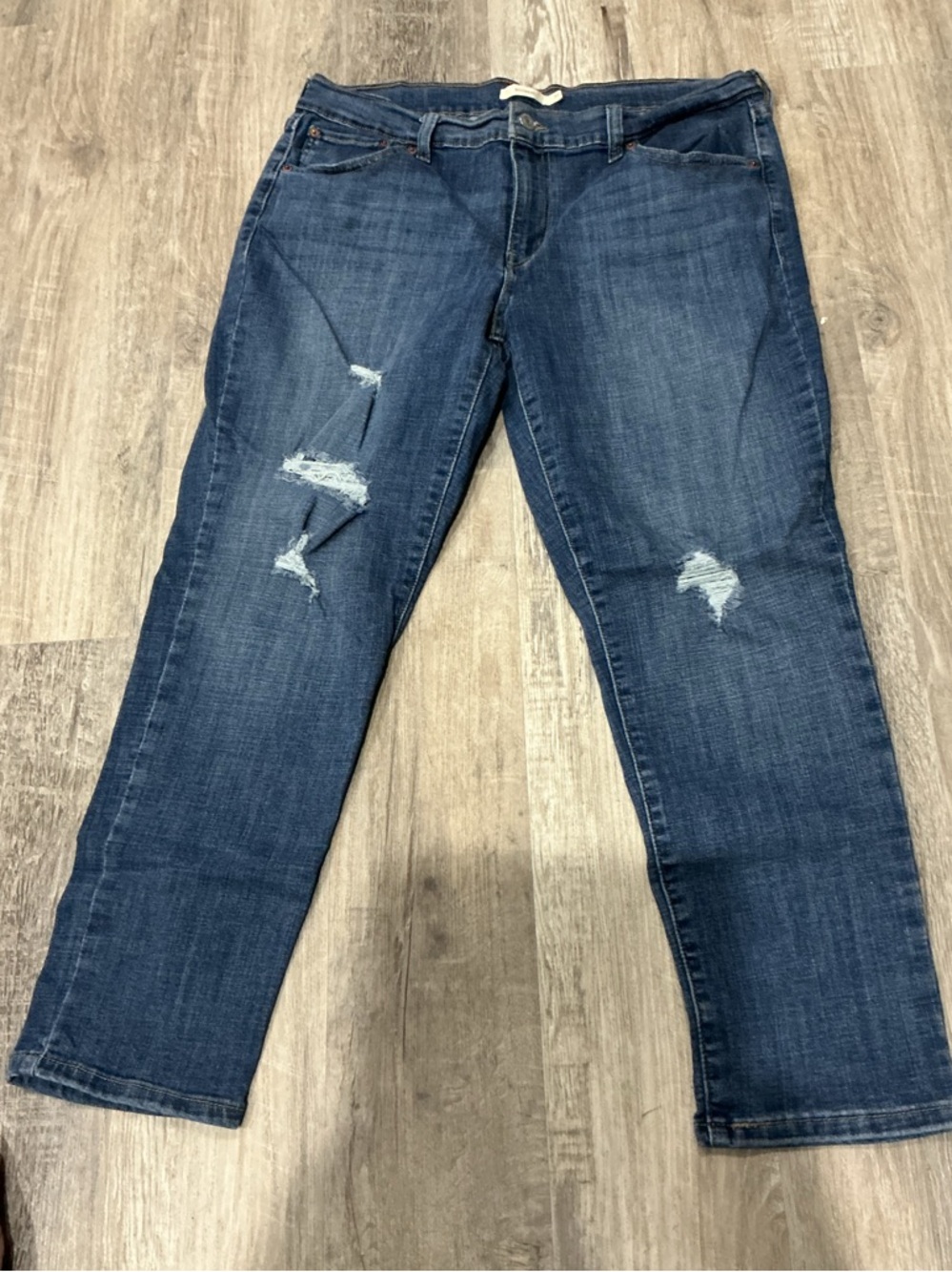 Levi's Women's Indigo Distressed Boyfriend Jeans